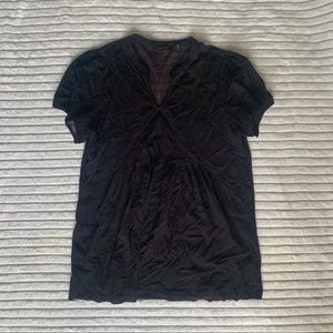 sheer dark purple/black and red polka dot blouse